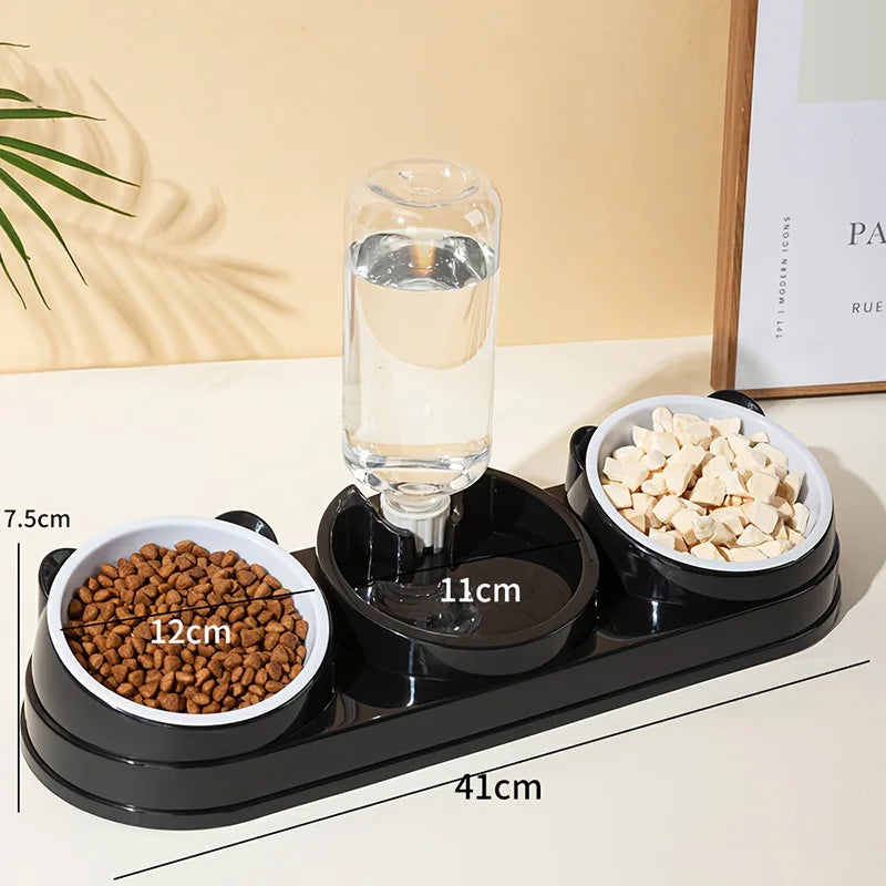 3 in 1 Cat Feeder for Cats Small Dogs 15 Degrees Raised Cat Bowls Cat bowl Automatic Cat Water Bottle Pet Supplies