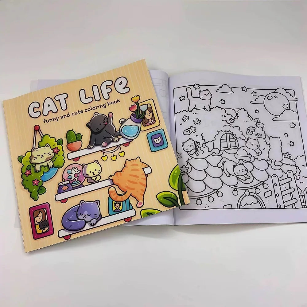 Cat Life Funny And Cute Coloring Book for Adults Cute Drawing Book Perfect Gift for Party and Birthday