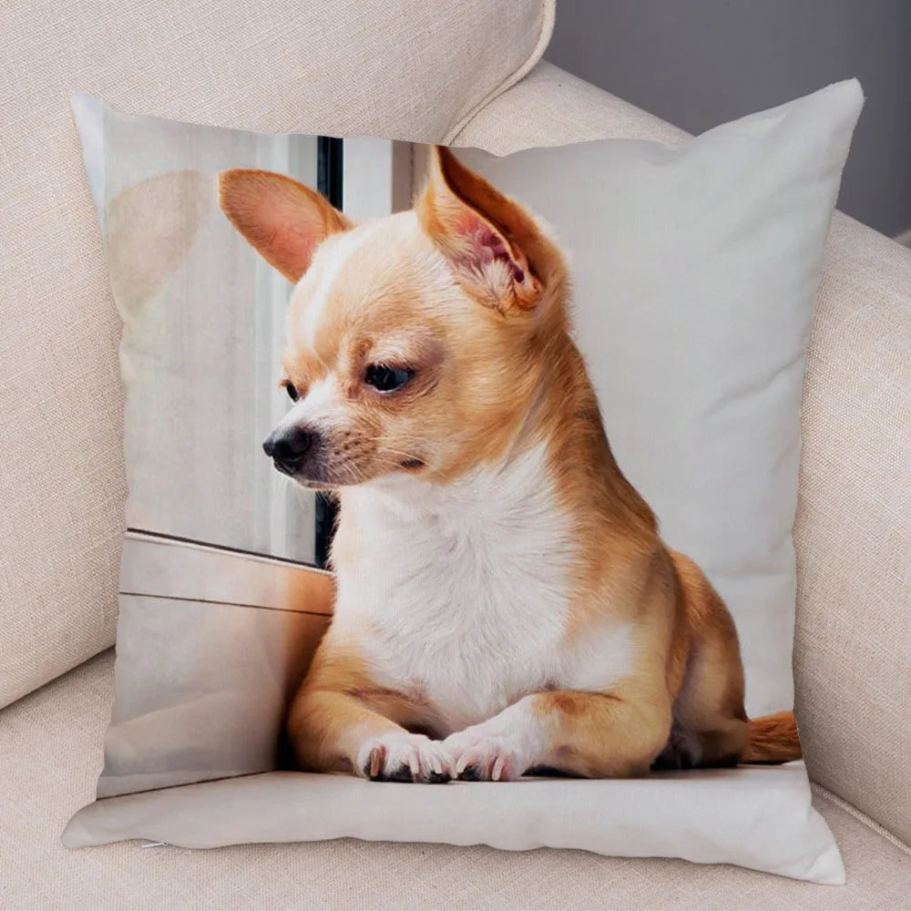 Cute Puppy Chihuahua Pillowcase Cushion Cover Car Sofa Home Pet Animal Decoration