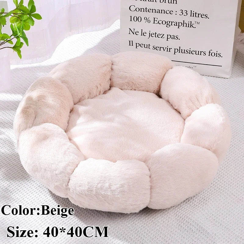 40CM Flower Soft Cat Bed Comfortable Sleep Pet Bed Cat Sleeping Mat Long Plush Dogs Basket Cushion Cat Mat Animals Sleeping Sofa