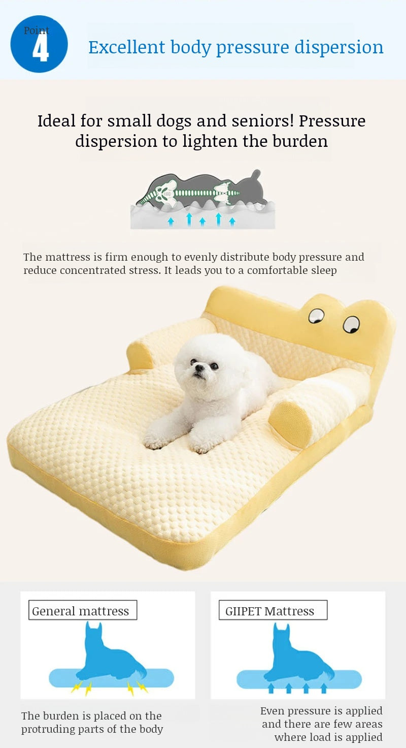 Pet Sofa Ice Doudou Backrest Big Eye Cushion Cool Feeling Cat Kennel Dog Kennel Cushion Breathable Removable and Washable Sofa
