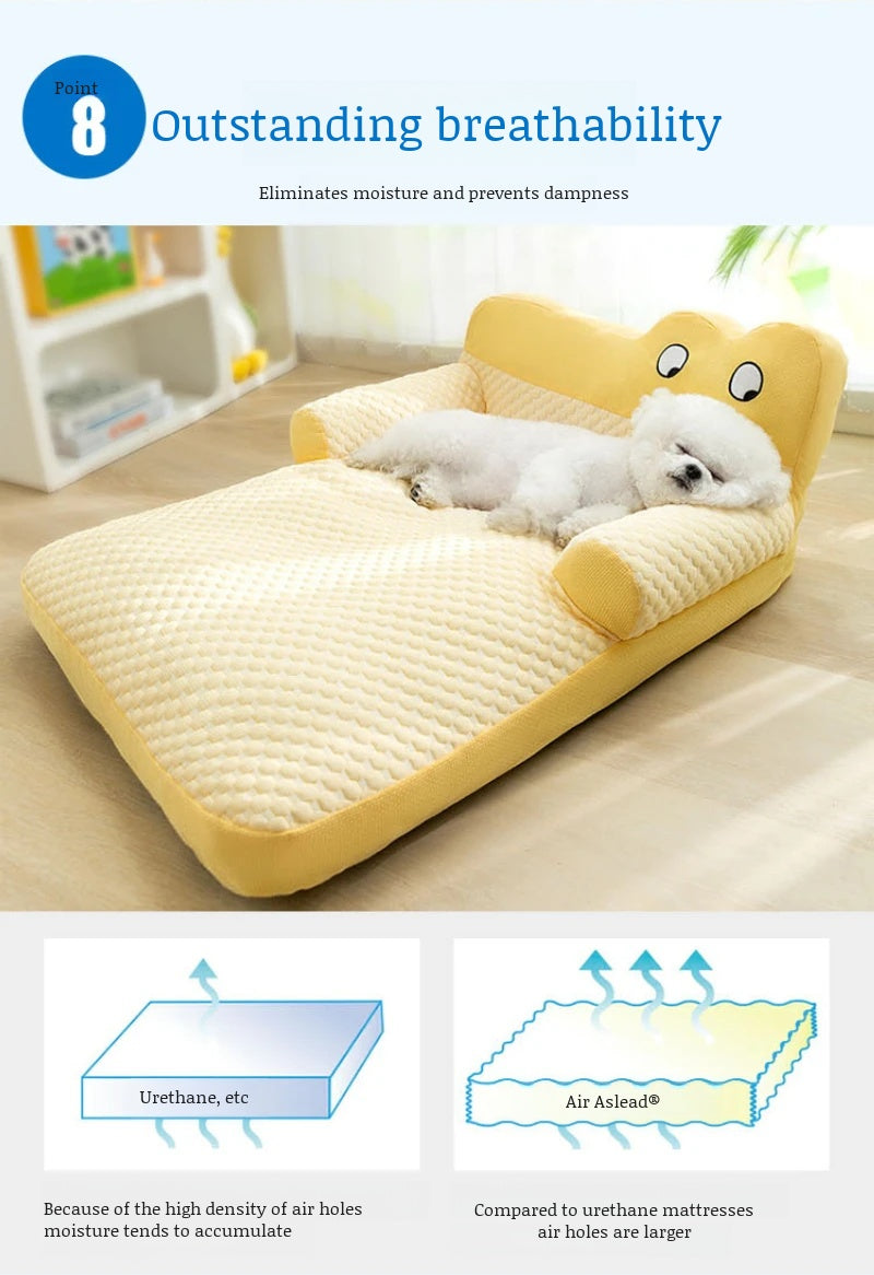Pet Sofa Ice Doudou Backrest Big Eye Cushion Cool Feeling Cat Kennel Dog Kennel Cushion Breathable Removable and Washable Sofa