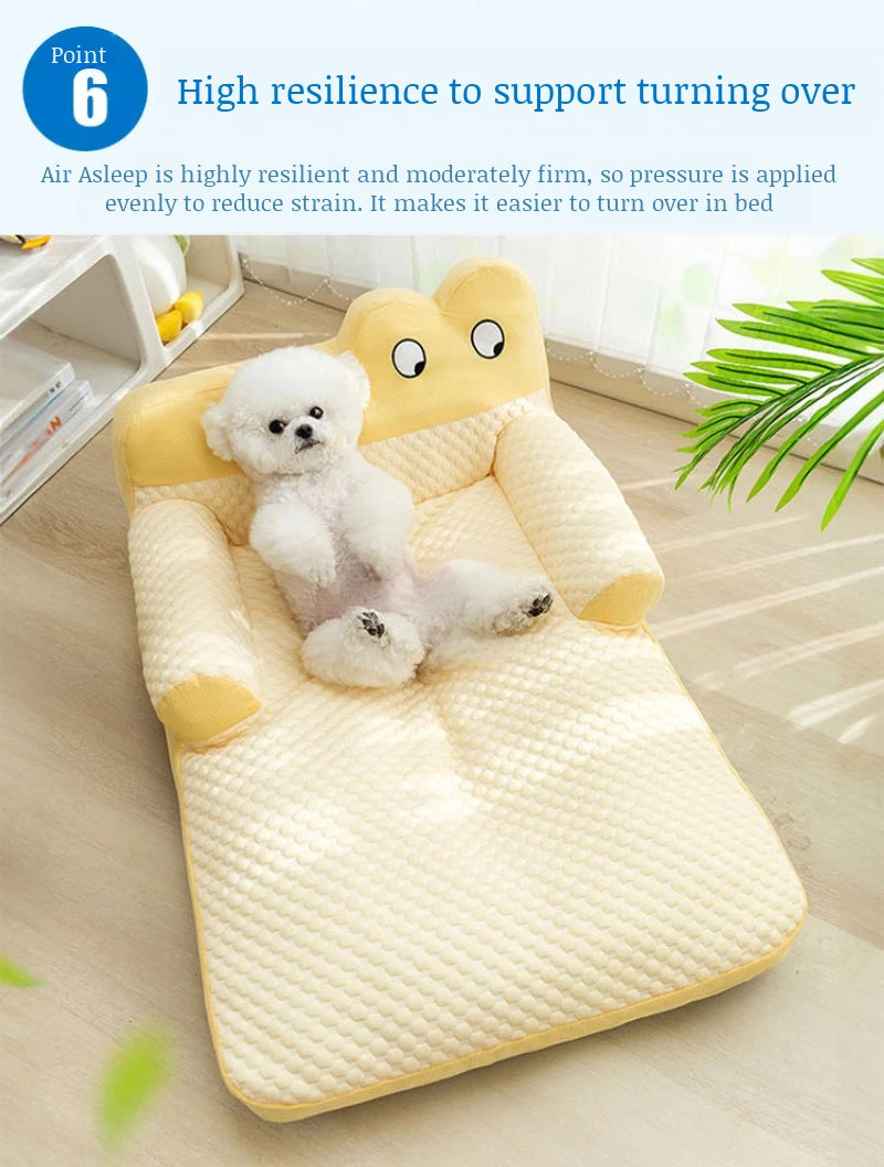 Pet Sofa Ice Doudou Backrest Big Eye Cushion Cool Feeling Cat Kennel Dog Kennel Cushion Breathable Removable and Washable Sofa
