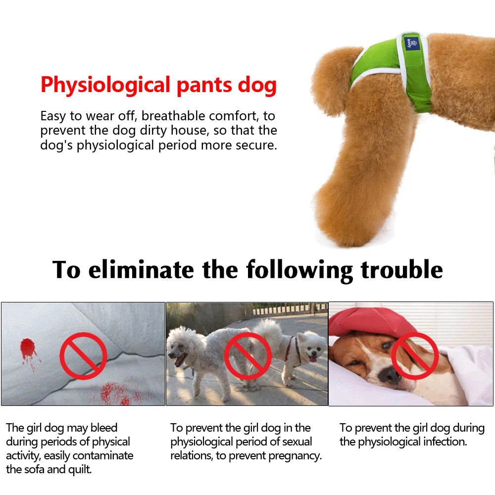 Dog Physiological Pants Washable Dog Diapers Soft Female Dogs Shorts Panties Menstruation Sanitary Underwear Briefs S-2XL