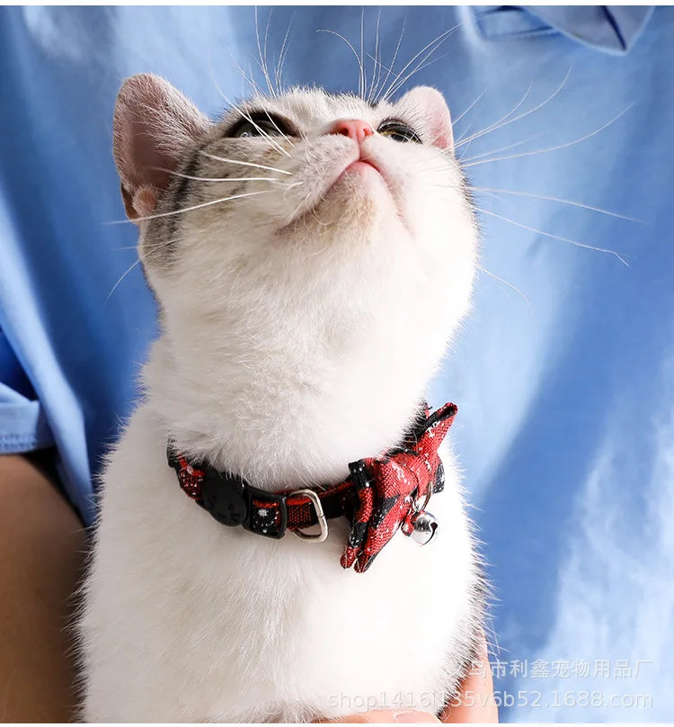 Cat Collar Breakaway with Cute Bow Tie and Bell  Adjustable & Removable Plaid Dog Collar for Cats Kitty Kitten Small Medium Dogs