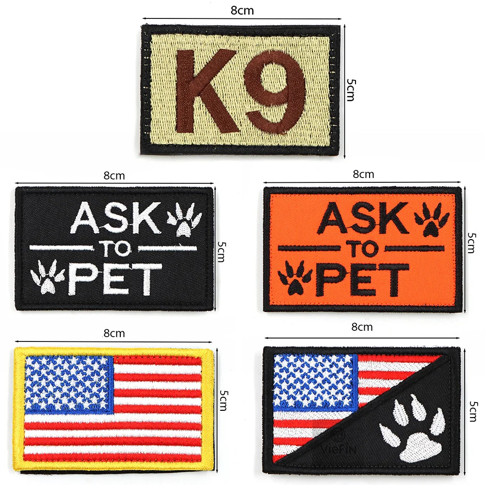 1PC Tactical Dog Series Patch Morale Military Paw Pattern Sheepdog Service Dog Working In Training For Harness Vest Collar