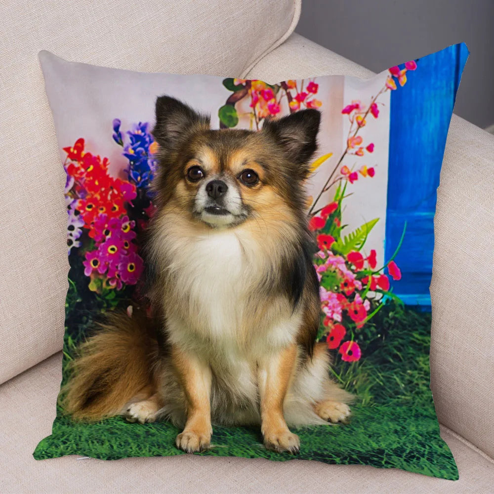 Cute Puppy Chihuahua Pillowcase Cushion Cover Car Sofa Home  Pet Animal  Decoration