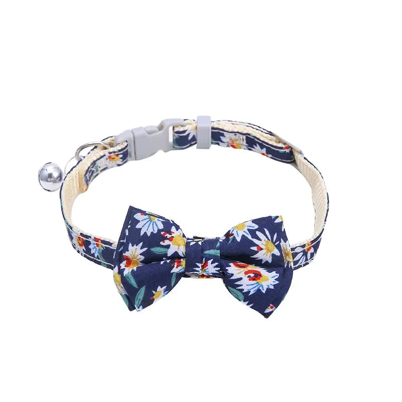 Cat Collar Breakaway with Cute Bow Tie and Bell  Adjustable & Removable Plaid Dog Collar for Cats Kitty Kitten Small Medium Dogs