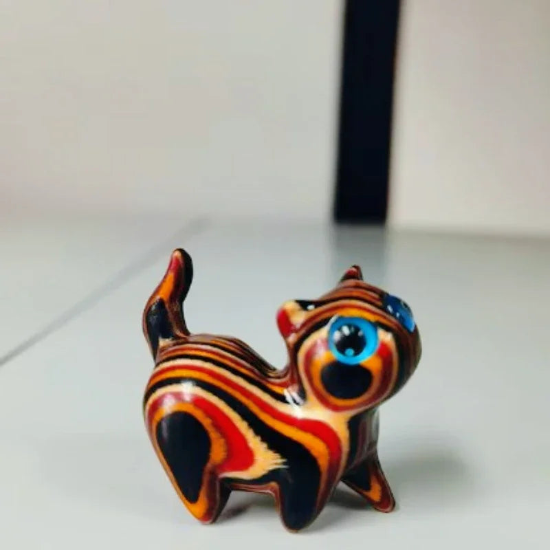 Cute Small Wooden Cats Figurine Handmade Carving Cats Home Decoration Figurine Gift Cats Accessories Decoration Crafts Figurines
