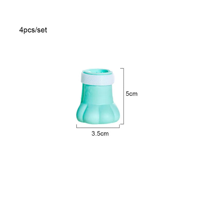 4Pcs/Set Pet Dog Cat Foot Cover Shoes Anti Slip Cat Shoe Rubber Boots for Anti Slip Scratch Prevention Dogs Cats Foot Cover