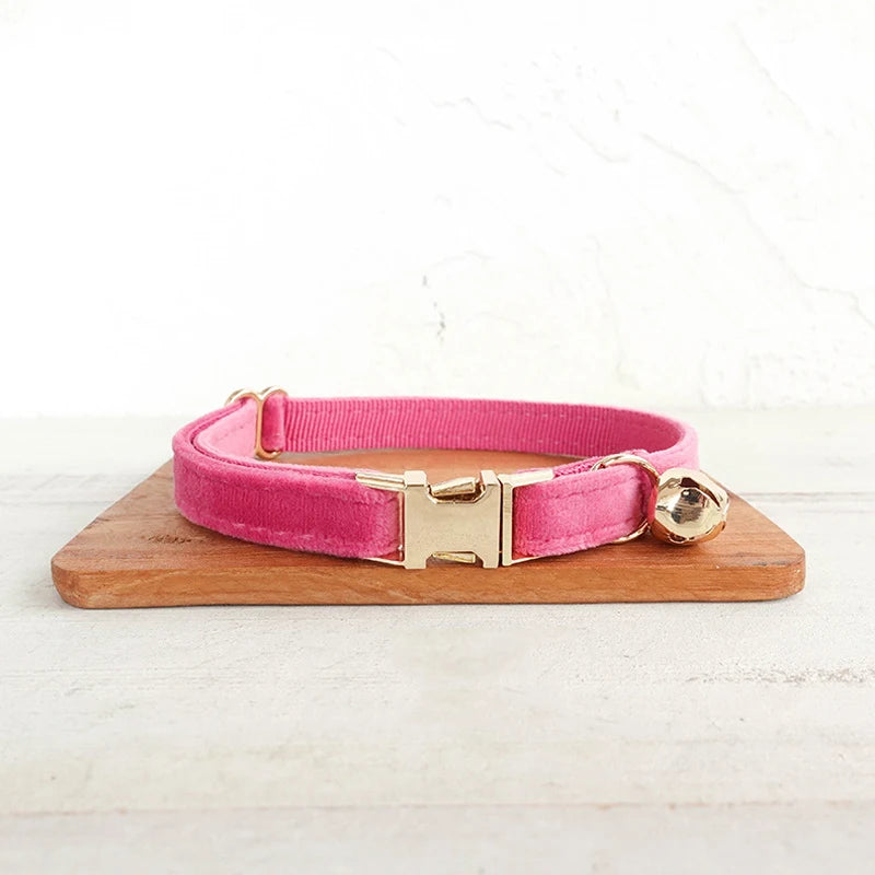 Personalized Cat Collar Velvet ID Engraving Name Tag Collar for Cat Necklace Puppy Kitten Bell Bow tie Custom Small Dog Collar