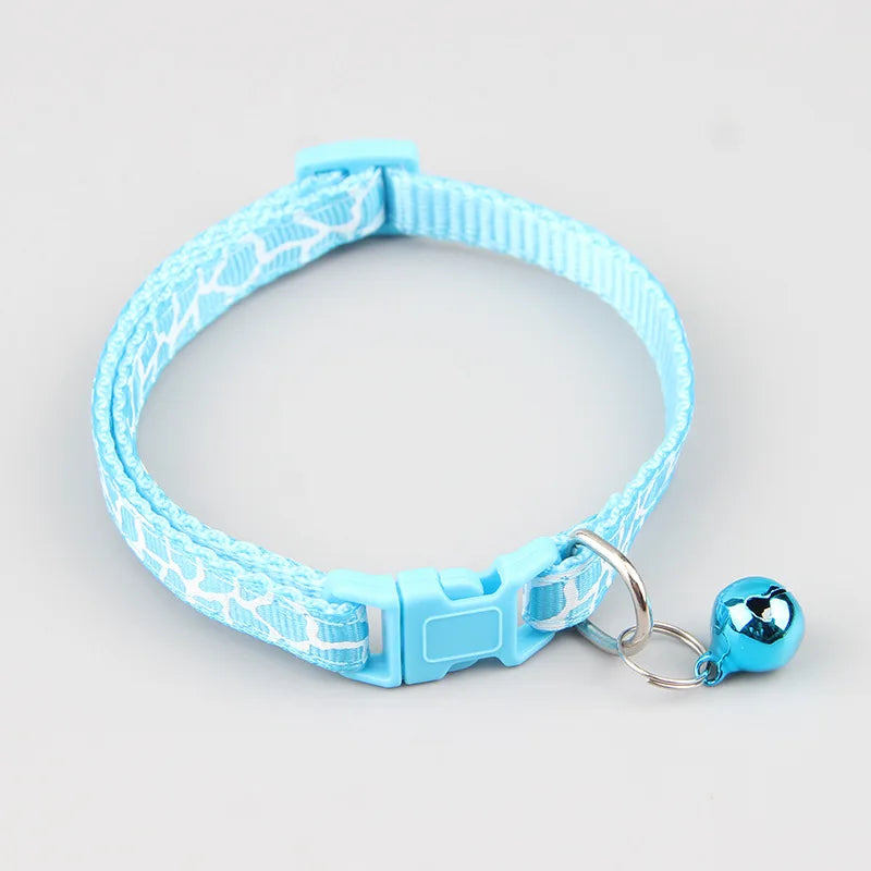 Cat Collar Colorful Cartoon Print Cats Puppy Collar with Bells Adjustable Nylon Buckle Collars Pets Dogs Neck Cat Accessories