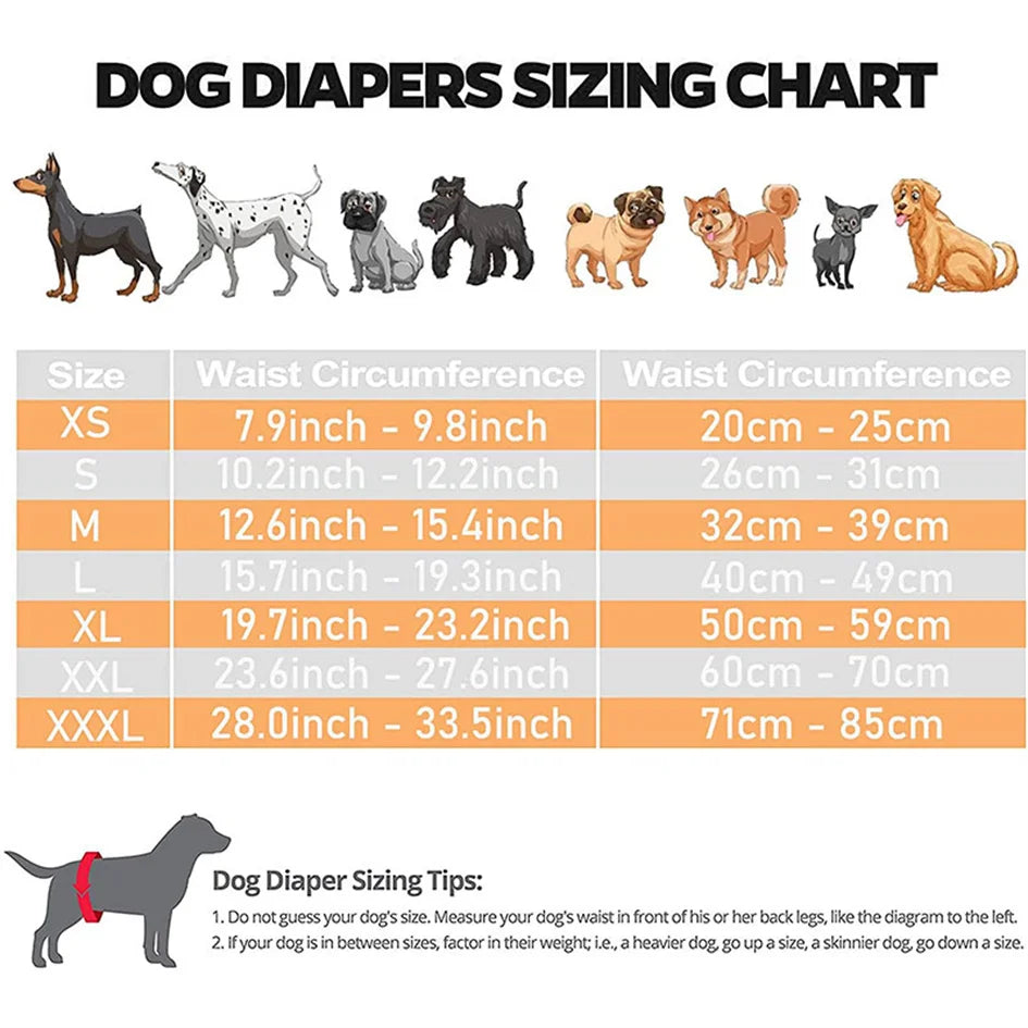 Female Dog Panties Adjustable Pet in Heat Menstrual Sanitary Physiological Pants Reusable Diapers for Small Medium Large Dogs