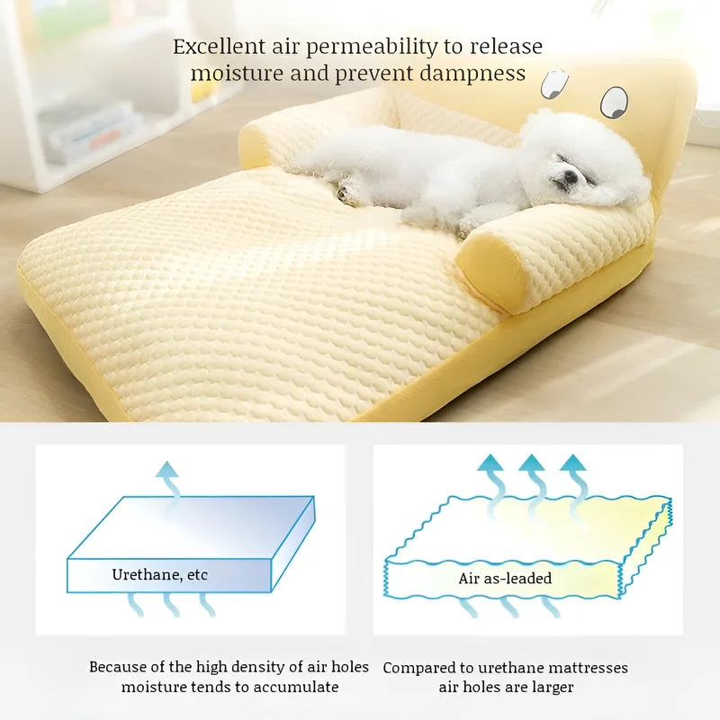 Pet Sofa Ice Doudou Backrest Big Eye Cushion Cool Feeling Cat Kennel Dog Kennel Cushion Breathable Removable and Washable Sofa