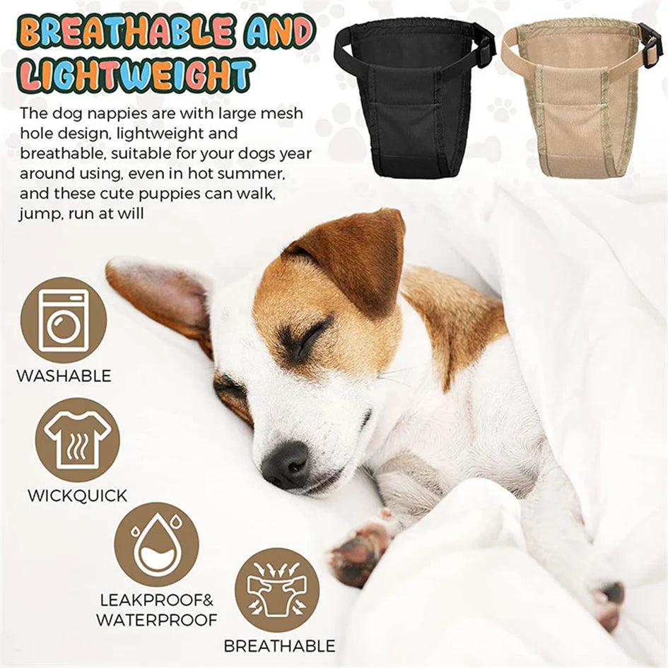 Female Dog Panties Adjustable Pet in Heat Menstrual Sanitary Physiological Pants Reusable Diapers for Small Medium Large Dogs
