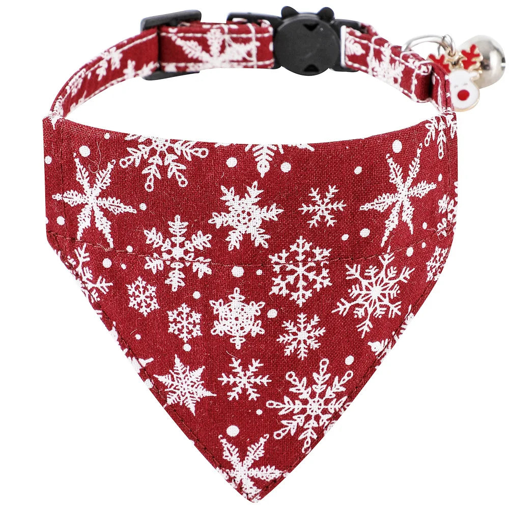 TONG Christmas Cat Collars with Bandana Bell Cat Bandana Collar with Removable Scarf Cat Christmas Collar for Cats