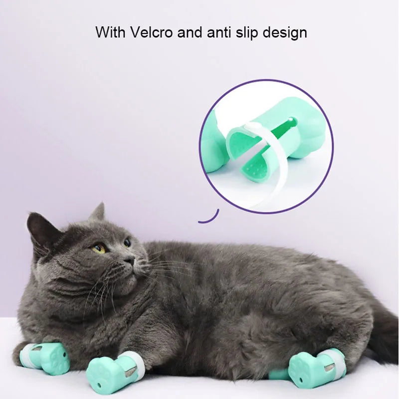 4Pcs/Set Pet Dog Cat Foot Cover Shoes Anti Slip Cat Shoe Rubber Boots for Anti Slip Scratch Prevention Dogs Cats Foot Cover