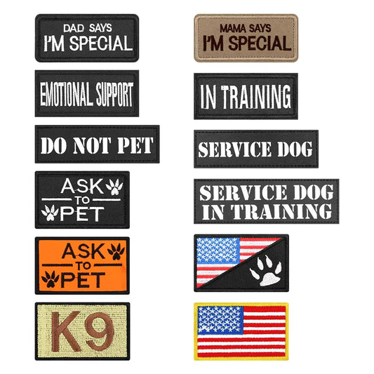 1PC Tactical Dog Series Patch Morale Military Paw Pattern Sheepdog Service Dog Working In Training For Harness Vest Collar