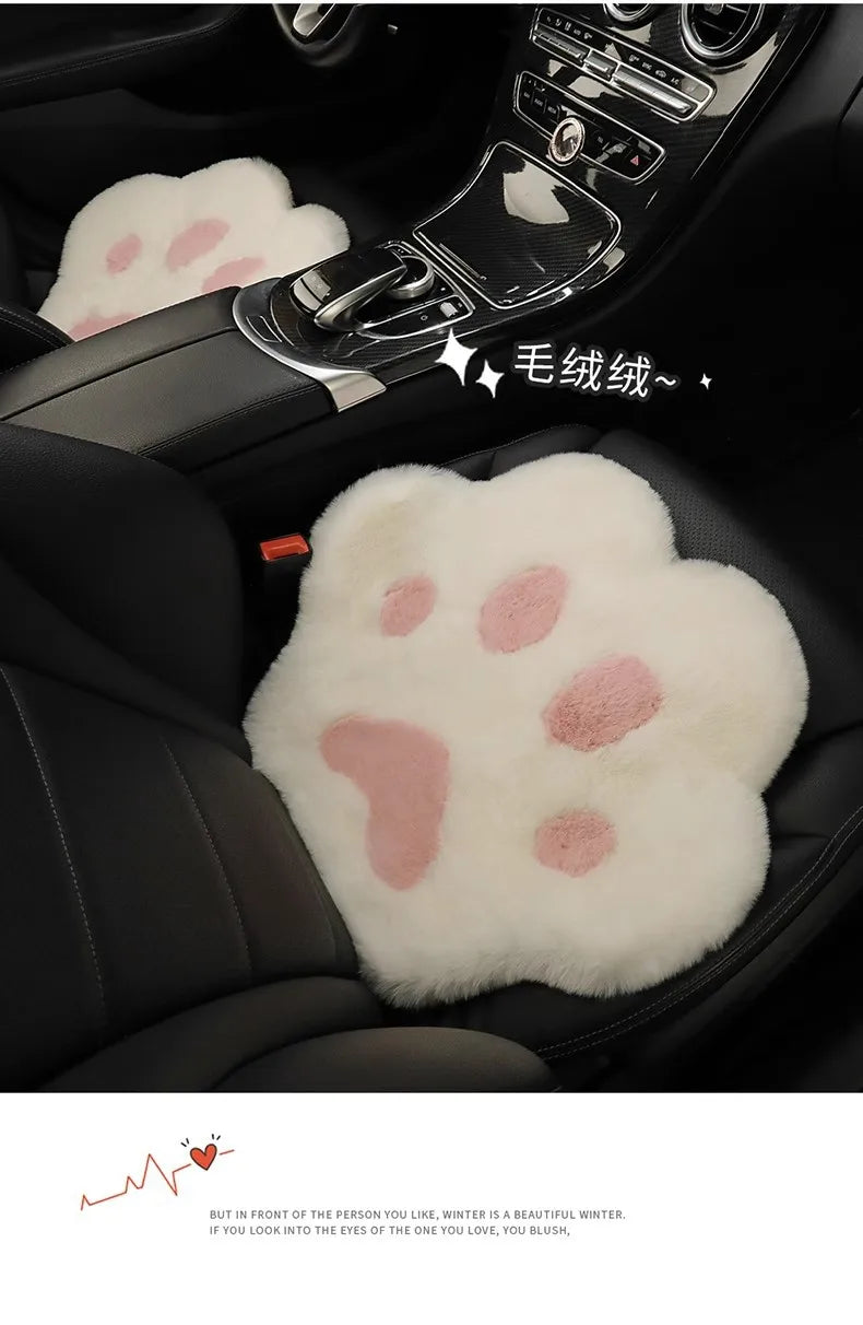 Various Colors Car Cushion Universal Cute Cat Paw Car Warm Plush Car Padded Seat Cushion Autumn and Winter 자동차 방석