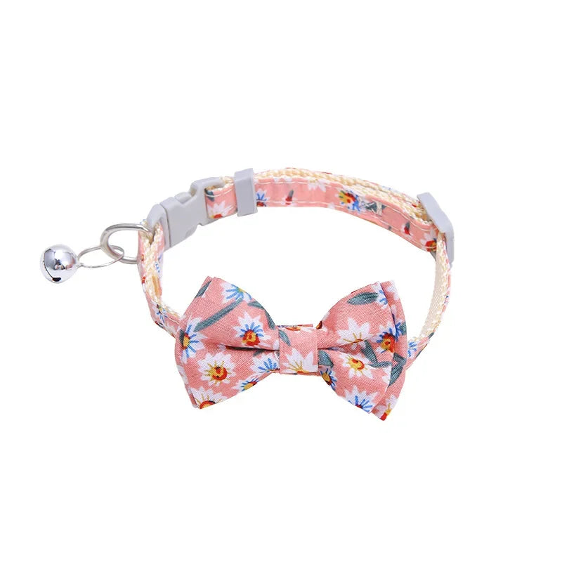 Cat Collar Breakaway with Cute Bow Tie and Bell  Adjustable & Removable Plaid Dog Collar for Cats Kitty Kitten Small Medium Dogs