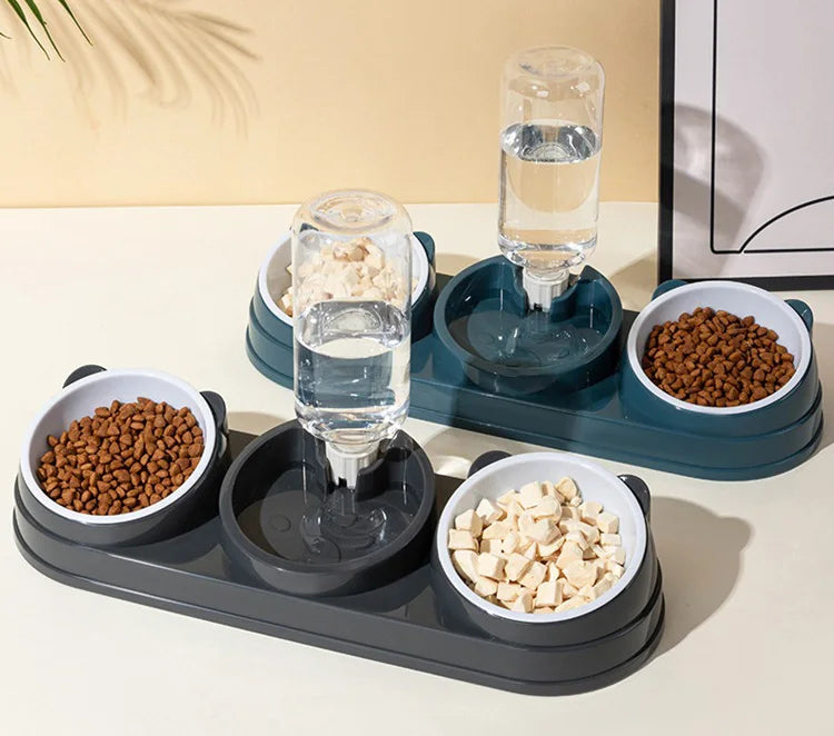 3 in 1 Cat Feeder for Cats Small Dogs 15 Degrees Raised Cat Bowls Cat bowl Automatic Cat Water Bottle Pet Supplies