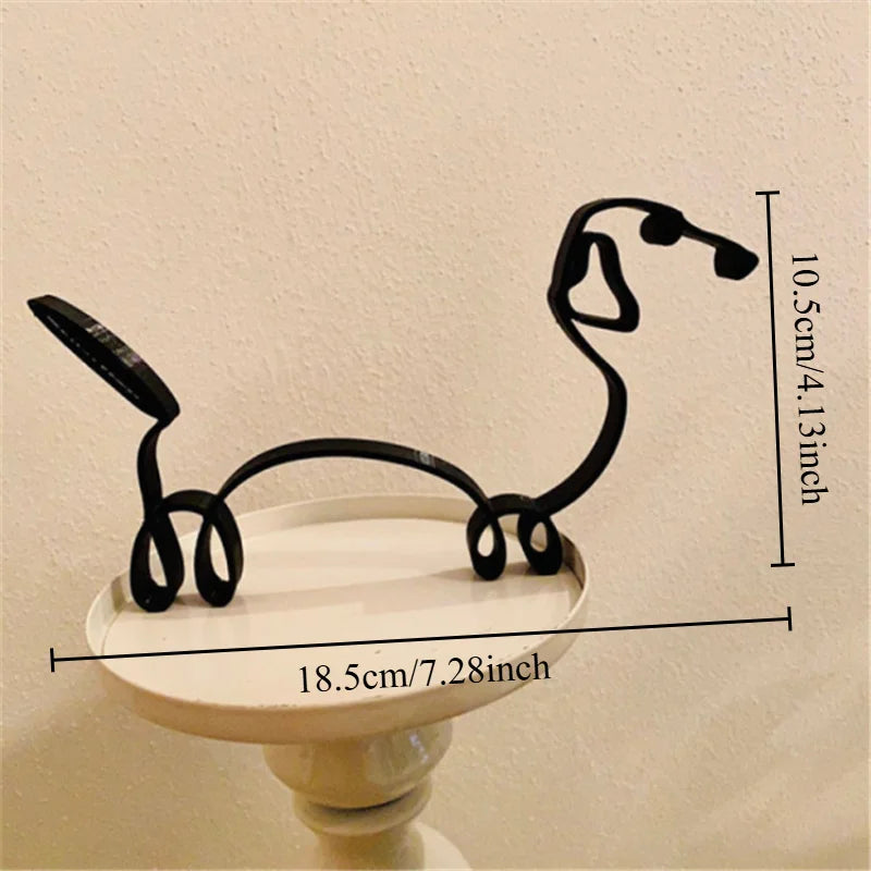 Dog Art Sculpture Metal Dog Abstract Minimalist Art Iron Figurines Office Desktop Accessories For Home Decoration Cute Miniature
