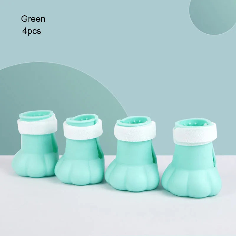 4Pcs/Set Pet Dog Cat Foot Cover Shoes Anti Slip Cat Shoe Rubber Boots for Anti Slip Scratch Prevention Dogs Cats Foot Cover