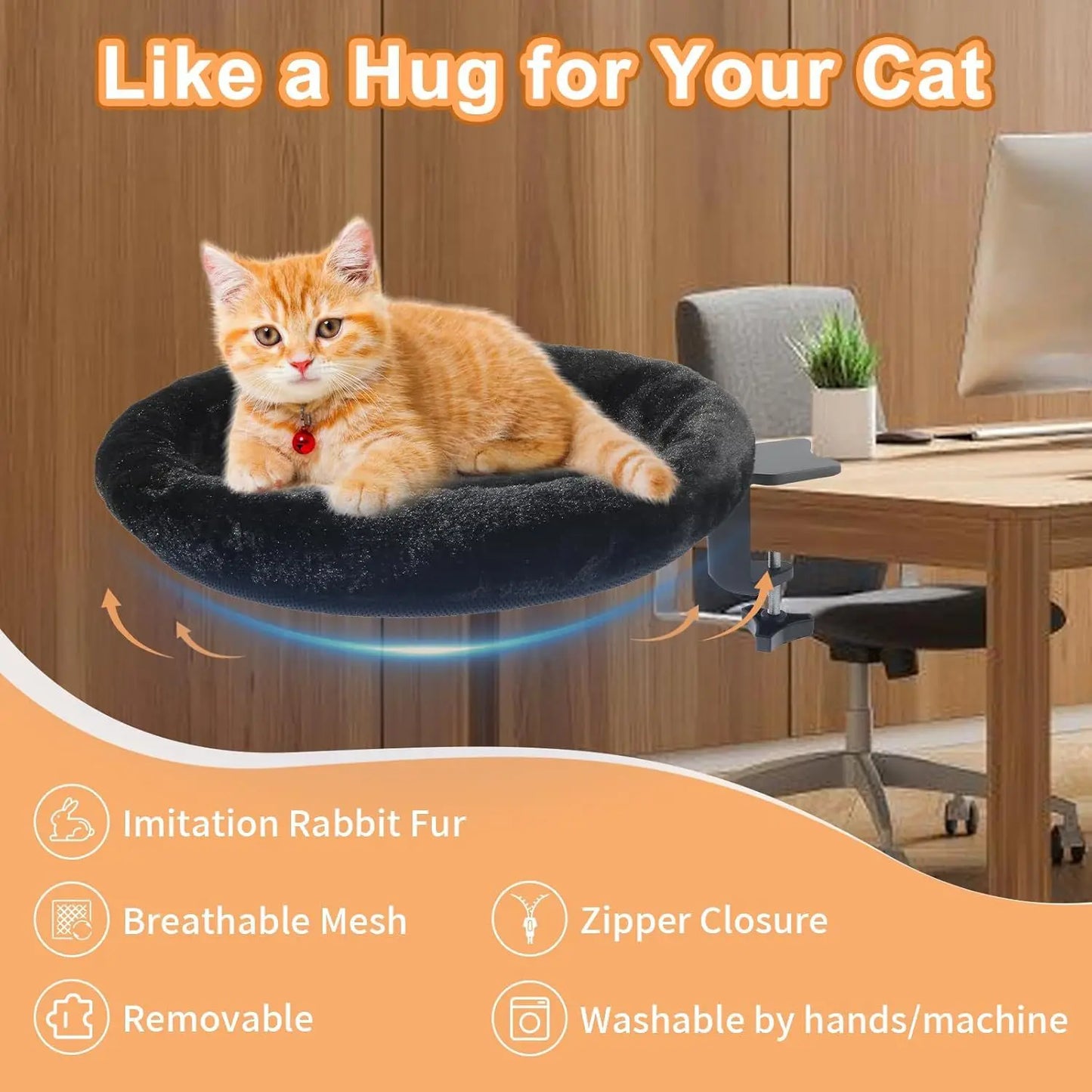 Big Size Portable Suspended Cat Bed Office Desk Hammock Cat Mat Hamac Pour Chat Cozy Pet Accessories for Feline Comfort