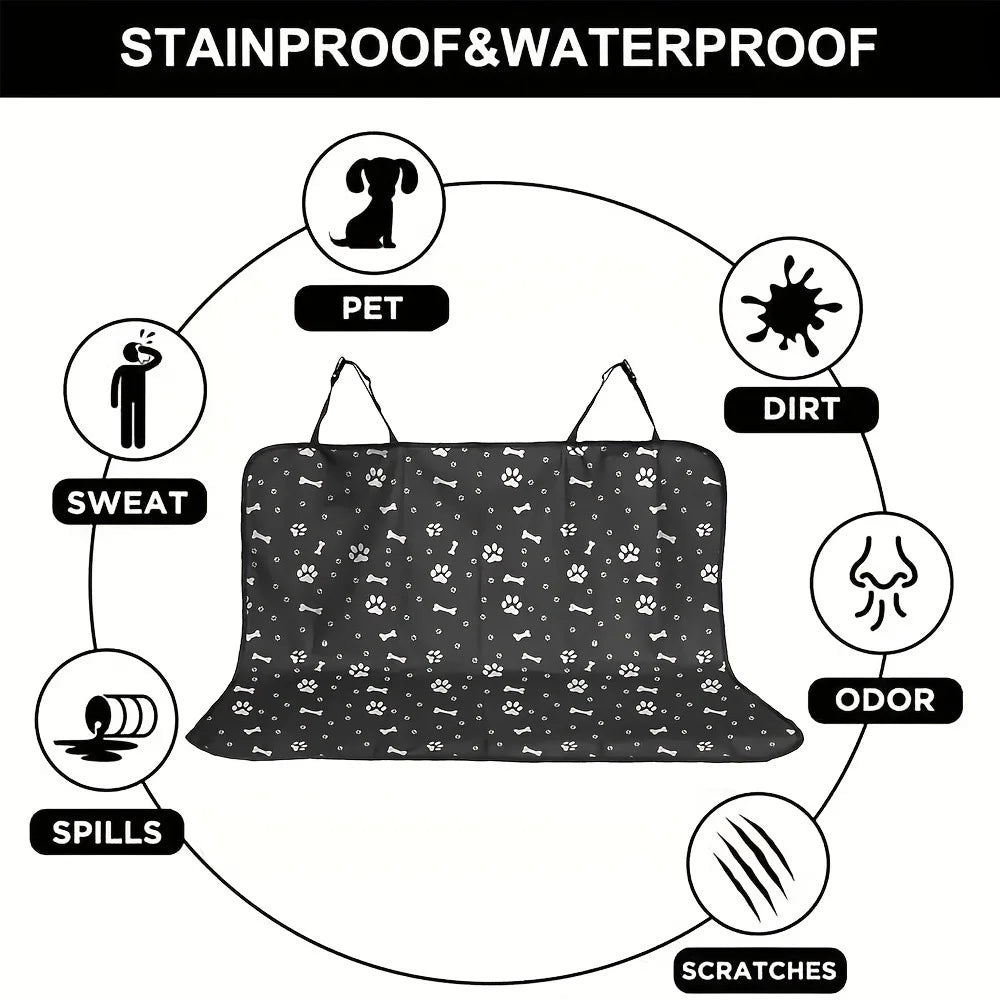 1pc Black Waterproof Pet Car Seat Cover Cushion Rear Seat Protection Pad for Dogs And Cats Safe Travel Accessories