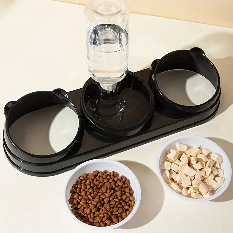 3 in 1 Cat Feeder for Cats Small Dogs 15 Degrees Raised Cat Bowls Cat bowl Automatic Cat Water Bottle Pet Supplies