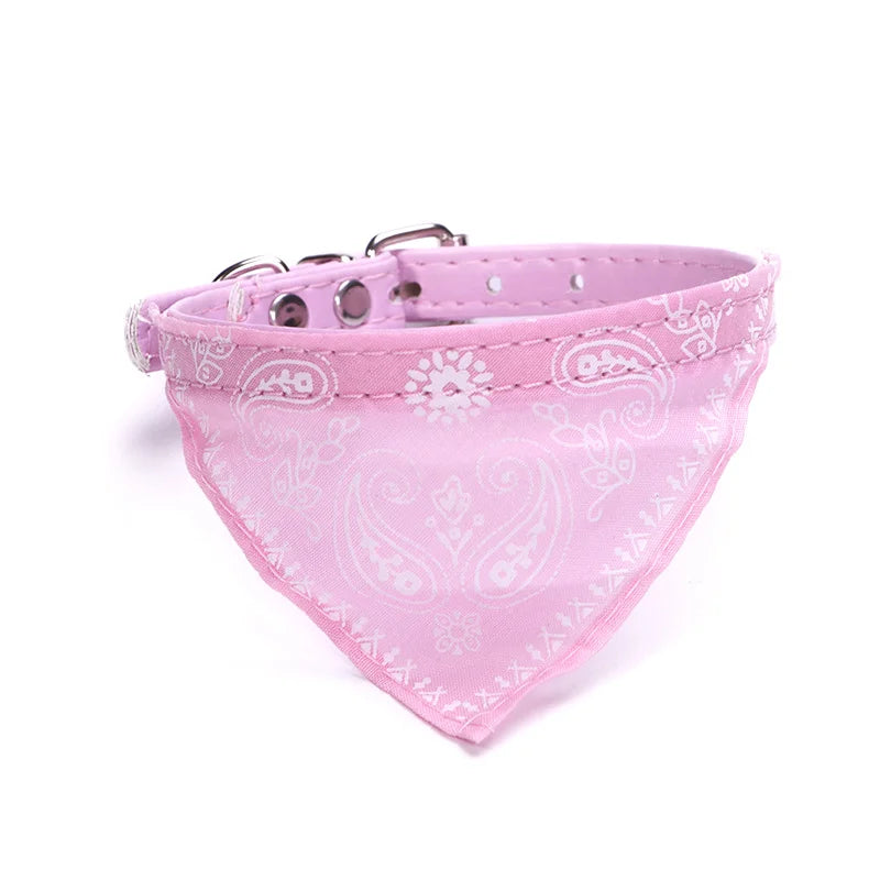 Classic Pet Cat Collar PU Leather Small Dog Scarf Adjustable Puppy Cats Neckerchief trigon Pet Collars Accessories