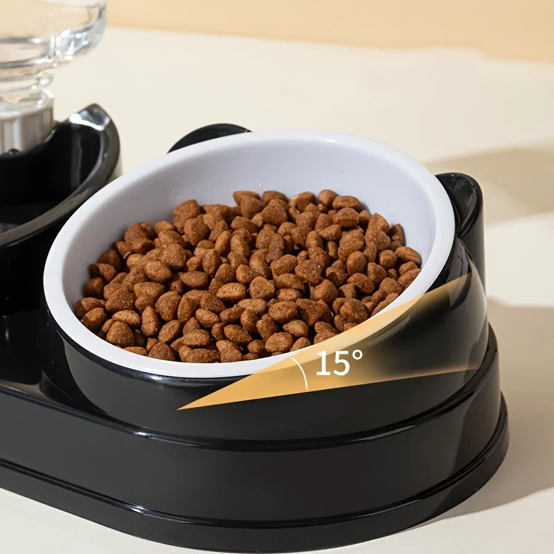 3 in 1 Cat Feeder for Cats Small Dogs 15 Degrees Raised Cat Bowls Cat bowl Automatic Cat Water Bottle Pet Supplies