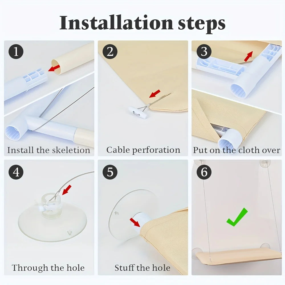 [Cozy Cat Hammock] Cat Hammock | Cozy Space-Saving Window Ledge Bed, Suction Cup Installation, Ideal for Indoor & Outdoor Use