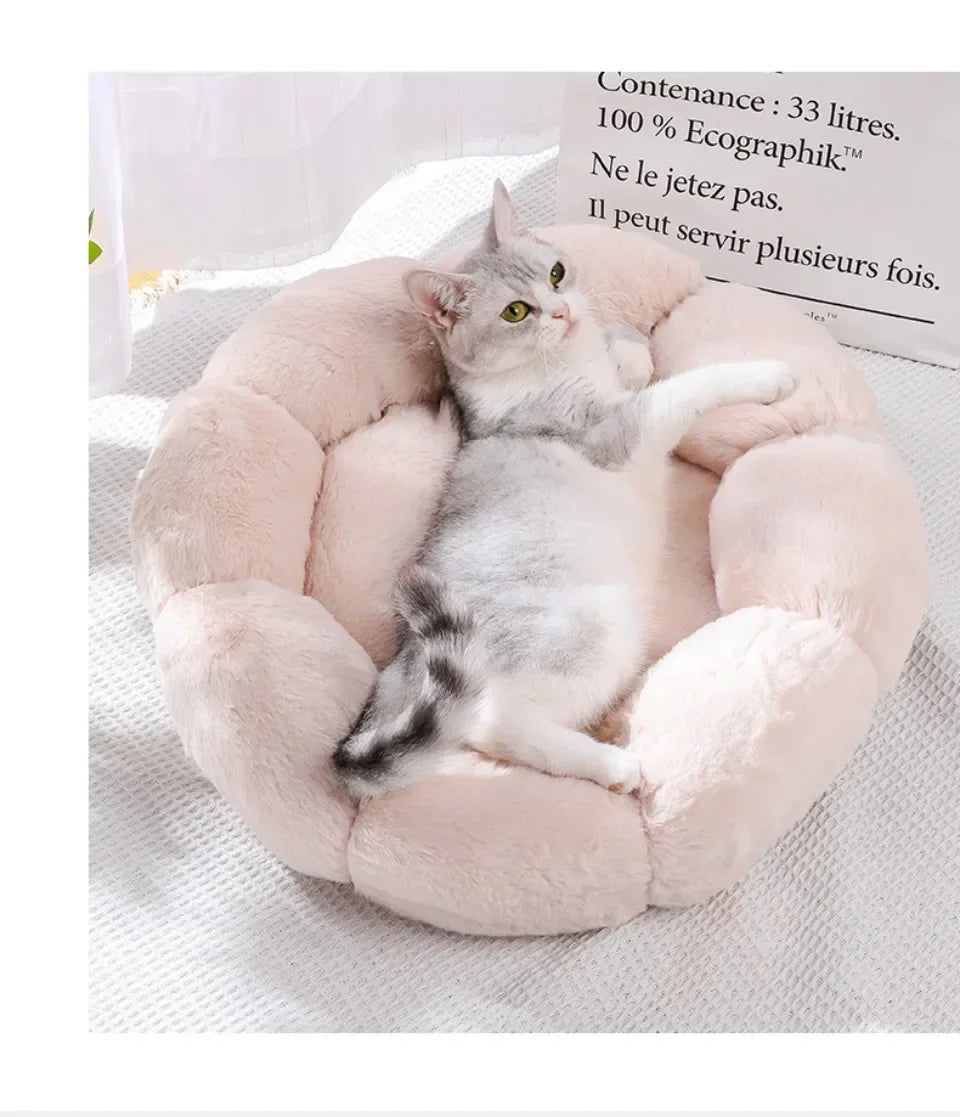 40CM Flower Soft Cat Bed Comfortable Sleep Pet Bed Cat Sleeping Mat Long Plush Dogs Basket Cushion Cat Mat Animals Sleeping Sofa