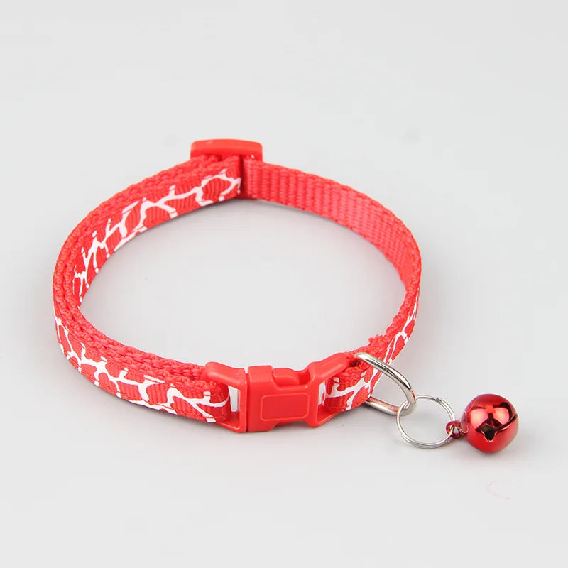 Cat Collar Colorful Cartoon Print Cats Puppy Collar with Bells Adjustable Nylon Buckle Collars Pets Dogs Neck Cat Accessories