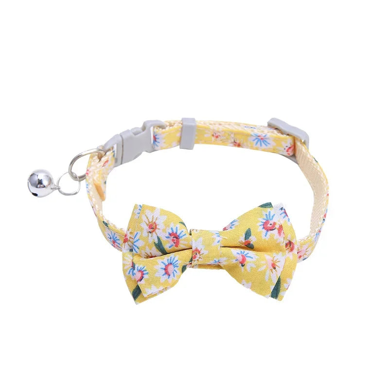 Cat Collar Breakaway with Cute Bow Tie and Bell  Adjustable & Removable Plaid Dog Collar for Cats Kitty Kitten Small Medium Dogs