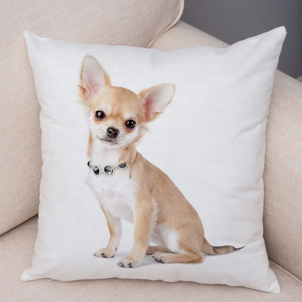 Cute Puppy Chihuahua Pillowcase Cushion Cover Car Sofa Home  Pet Animal  Decoration