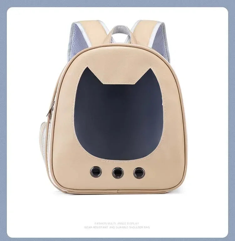 Pet Supplies Cat Carrier Bag PU Portable Travel Outdoor Backpack for Cat Small Dogs Transparent Breathable Carrying Shoulder Bag