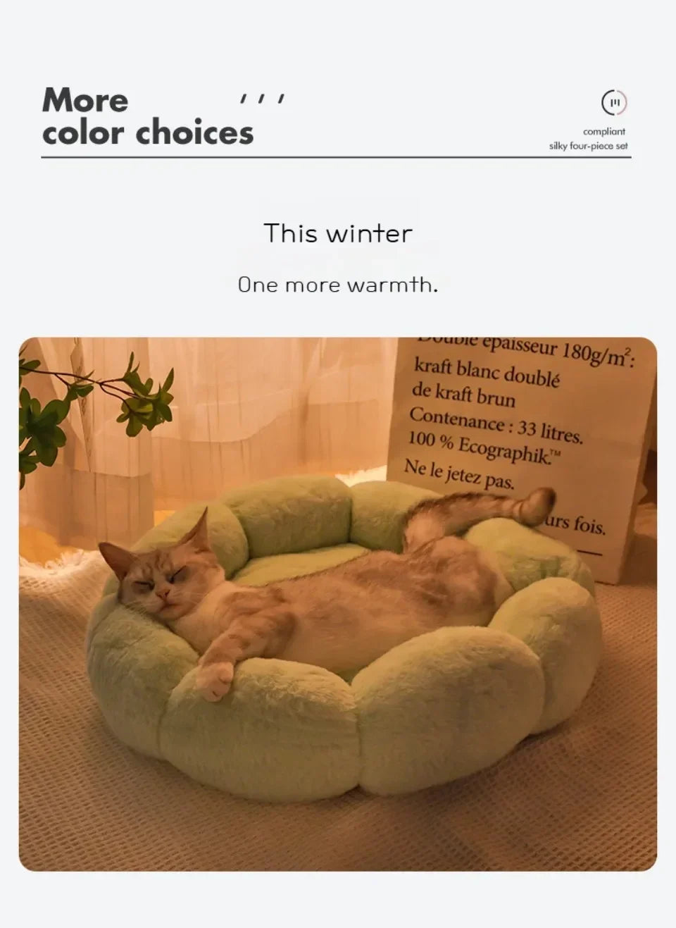 40CM Flower Soft Cat Bed Comfortable Sleep Pet Bed Cat Sleeping Mat Long Plush Dogs Basket Cushion Cat Mat Animals Sleeping Sofa