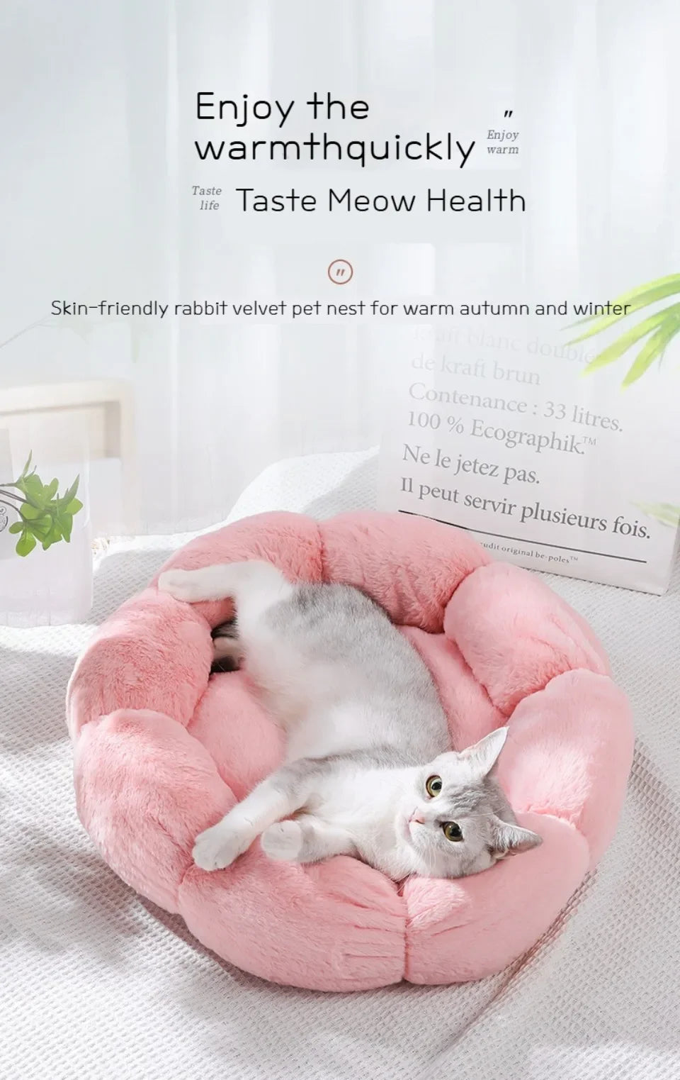 40CM Flower Soft Cat Bed Comfortable Sleep Pet Bed Cat Sleeping Mat Long Plush Dogs Basket Cushion Cat Mat Animals Sleeping Sofa