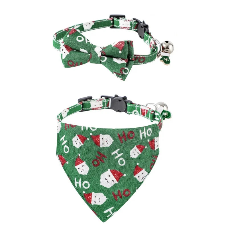 TONG Christmas Cat Collars with Bandana Bell Cat Bandana Collar with Removable Scarf Cat Christmas Collar for Cats