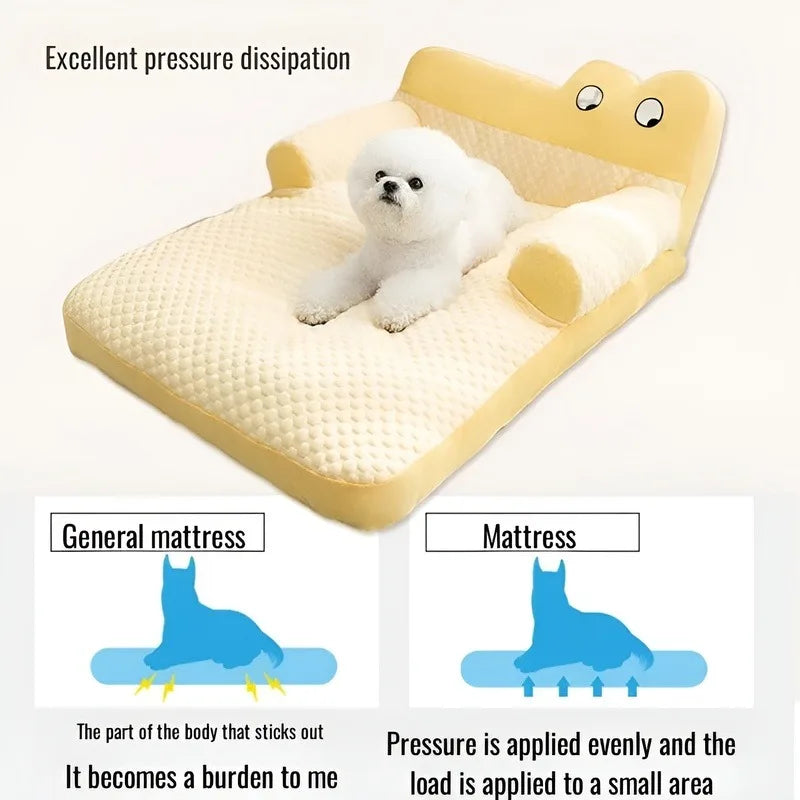 Pet Sofa Ice Doudou Backrest Big Eye Cushion Cool Feeling Cat Kennel Dog Kennel Cushion Breathable Removable and Washable Sofa
