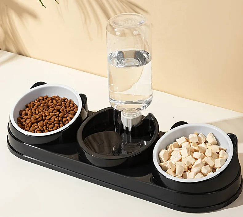 3 in 1 Cat Feeder for Cats Small Dogs 15 Degrees Raised Cat Bowls Cat bowl Automatic Cat Water Bottle Pet Supplies