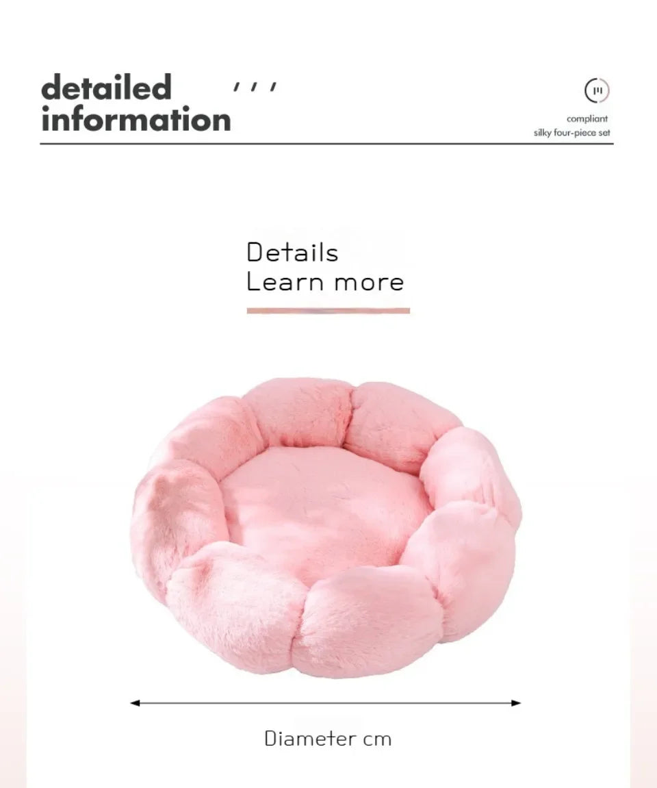 40CM Flower Soft Cat Bed Comfortable Sleep Pet Bed Cat Sleeping Mat Long Plush Dogs Basket Cushion Cat Mat Animals Sleeping Sofa