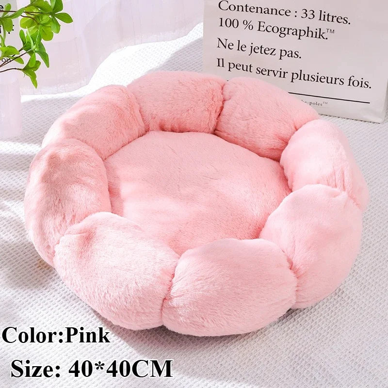 40CM Flower Soft Cat Bed Comfortable Sleep Pet Bed Cat Sleeping Mat Long Plush Dogs Basket Cushion Cat Mat Animals Sleeping Sofa