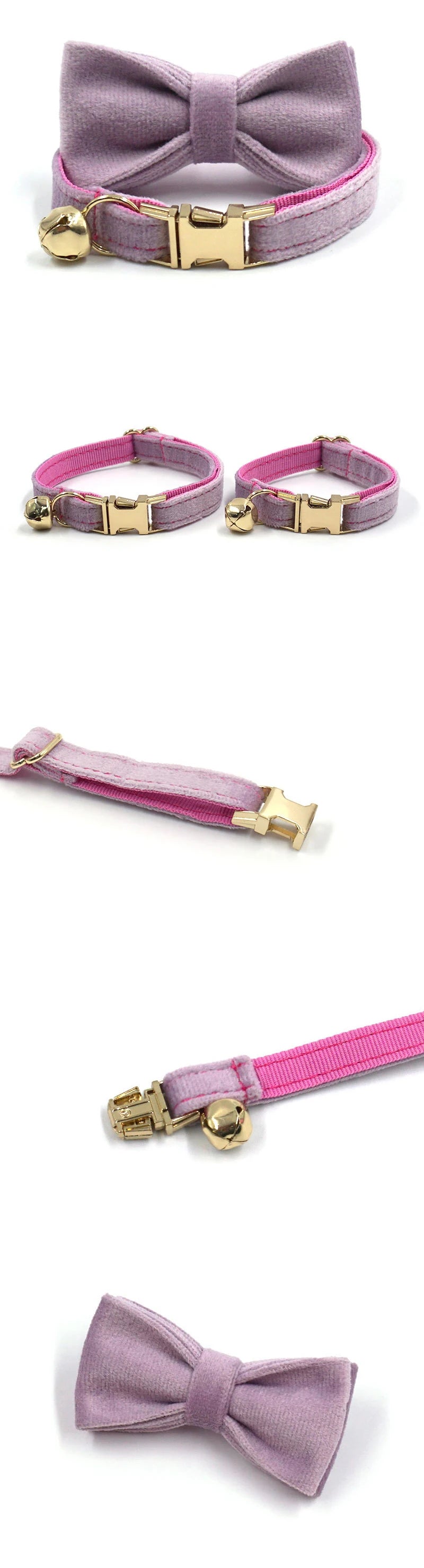 Personalized Cat Collar Velvet ID Engraving Name Tag Collar for Cat Necklace Puppy Kitten Bell Bow tie Custom Small Dog Collar