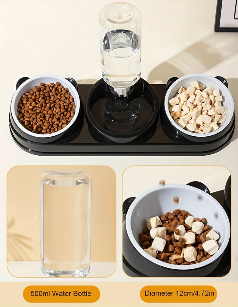 3 in 1 Cat Feeder for Cats Small Dogs 15 Degrees Raised Cat Bowls Cat bowl Automatic Cat Water Bottle Pet Supplies