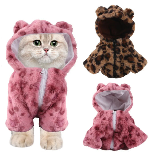 Dog clothes,spring and autumn clothes,leopard print hooded coats,cat clothes,thickened teddy schnauzers,Pomeranians,pet