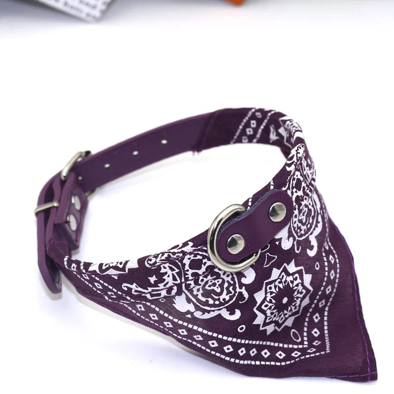 Classic Pet Cat Collar PU Leather Small Dog Scarf Adjustable Puppy Cats Neckerchief trigon Pet Collars Accessories
