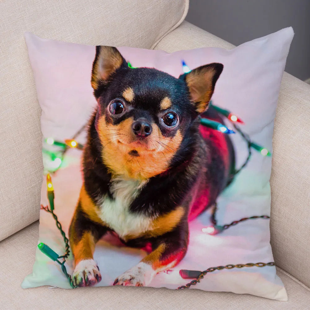 Cute Puppy Chihuahua Pillowcase Cushion Cover Car Sofa Home  Pet Animal  Decoration